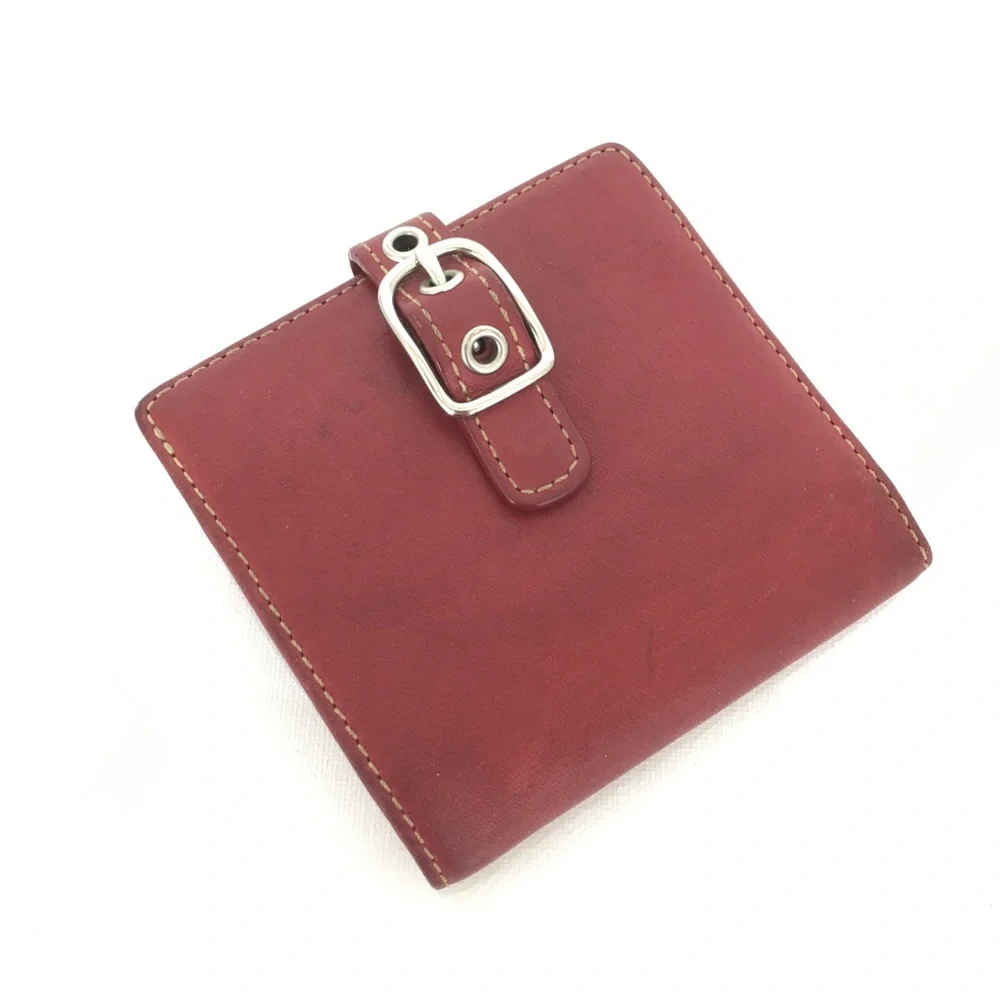 Y2K Vintage Rare Coach Zoe Legacy Buckle Bifold Wallet Red Leather Mini 4”